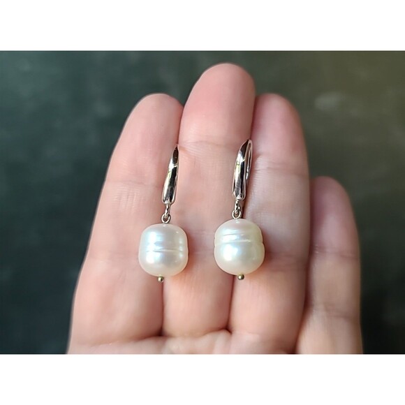 Honora 925 Sterling Silver Pearl Dangling Pierced Earrings Vintage - Picture 1 of 10